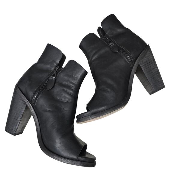 Rag & Bone Noelle Boots Womens 8 Black Leather Peep Toe Booties Luxury Capsule - Picture 6 of 10